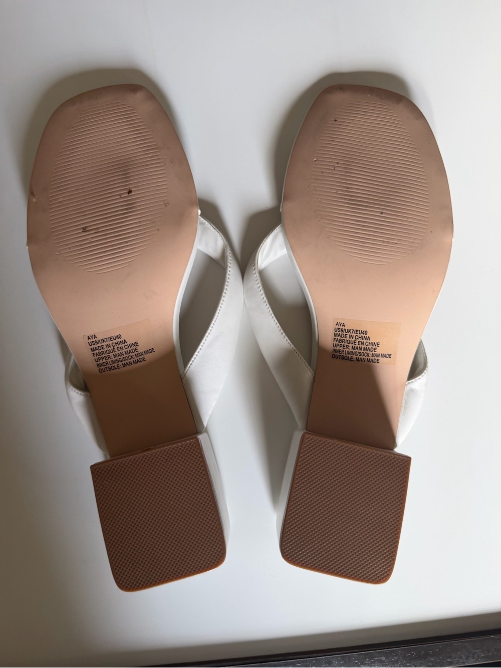 JustFab Aya White Square-Toe Thong Mules - Picture 5 of 7